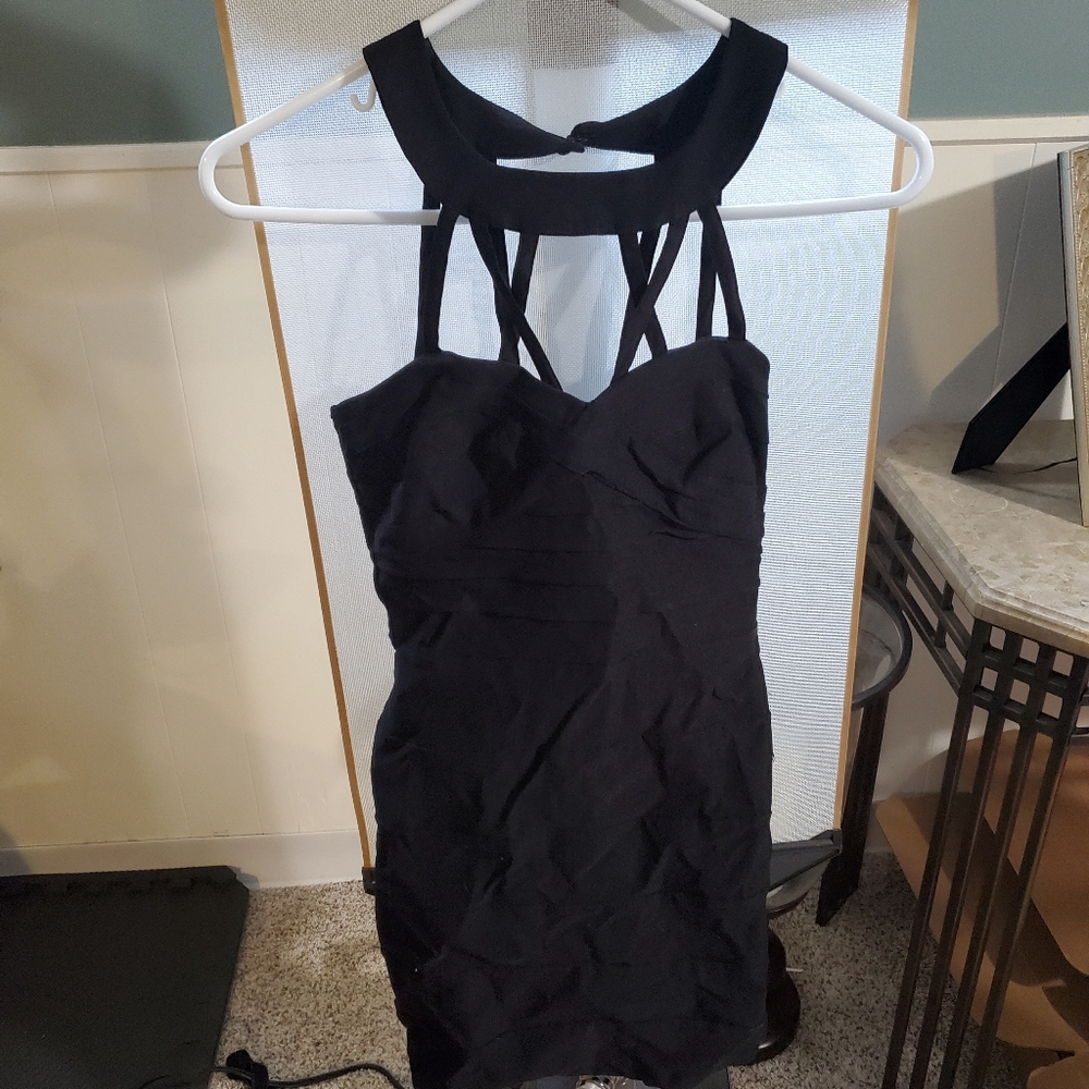 Black form fitting cocktail dress